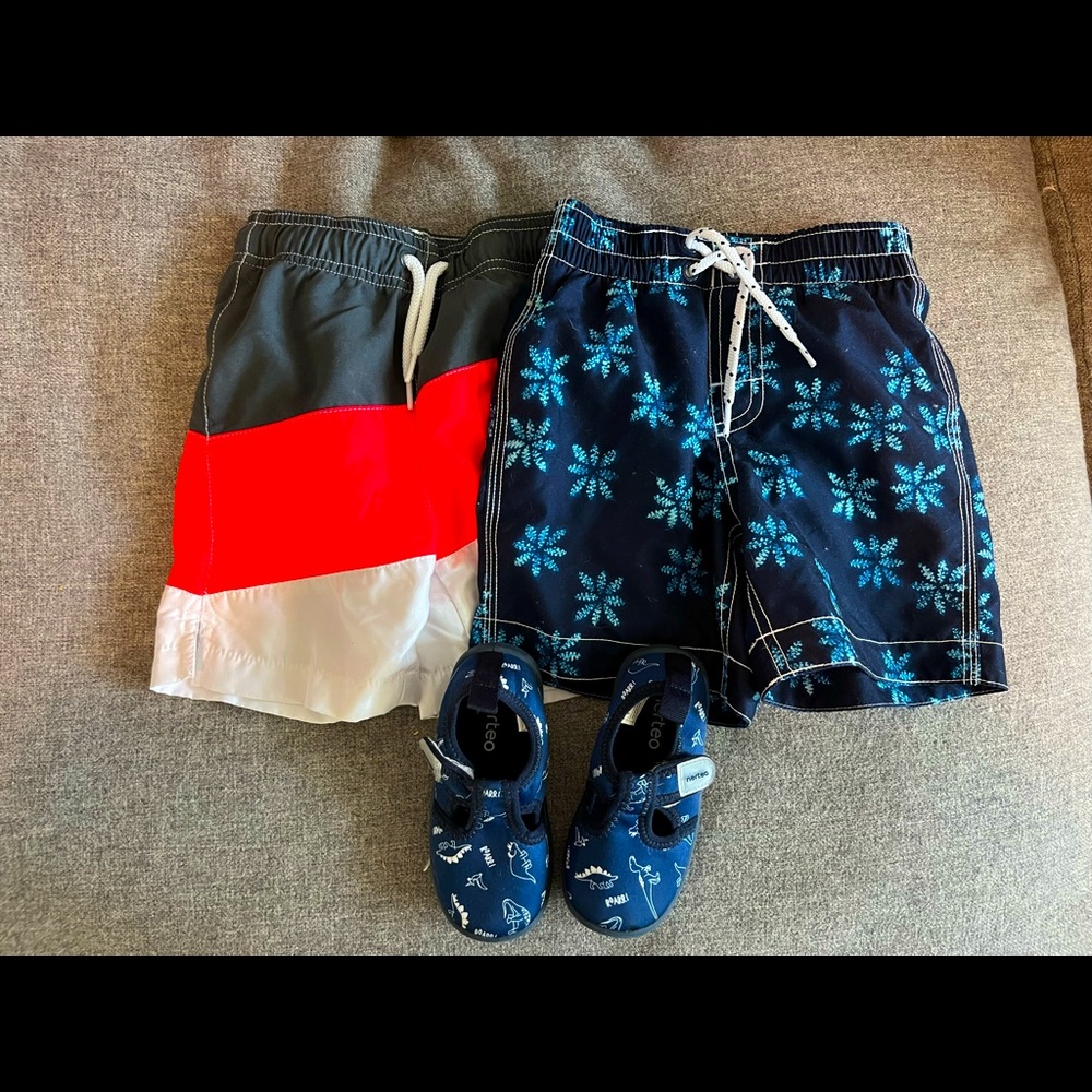 Swim Trunks - 3T, water shoes size 8c